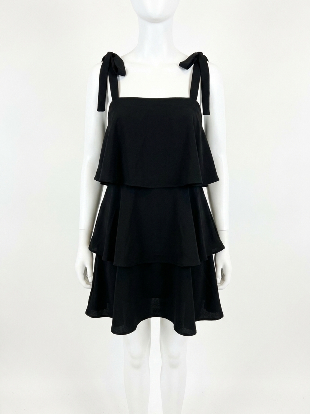 NEW ENTRO tiered ruffle dress in black